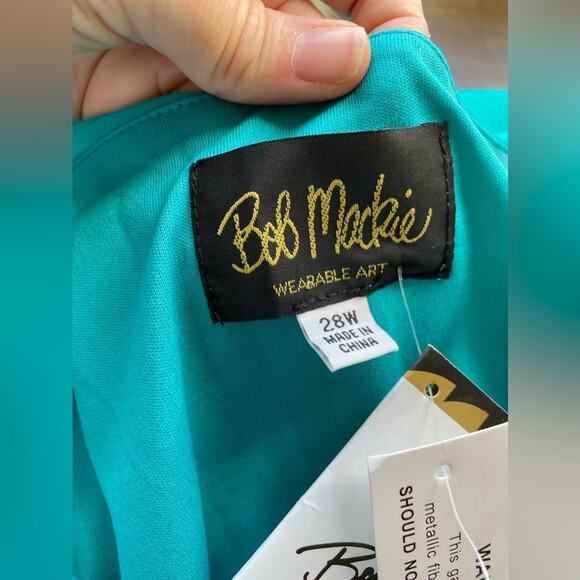 Bob Mackie NWT Embroidered Metallic Ribbed Sheer Blouse Womens 28W Plus Art Chic - Picture 6 of 11